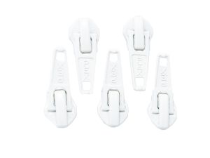Slider/Zipper/Automatikschieber für Reißverschlüsse Größe 5 - Set 5 Stück - wollweiß