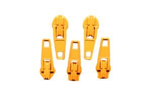 Slider / Zipper / Automatikschieber für Reißverschlüsse Größe 3 - Set 5 Stück sonnengelb