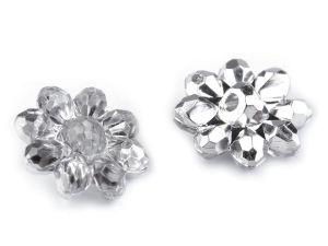 Glänzende Knöpfe ca. 12 mm - geschliffene Romantische Blume - silberfarben