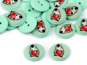 Kinderknöpfe 5 Stück/15,4 mm - Pinguin - mint