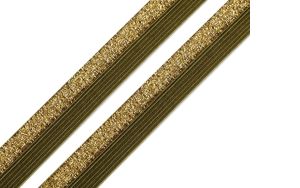 Falzgummi Gummiband weich mit Glitzer ca. 17 mm breit - olive/goldfarben