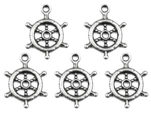 Anhänger 15 mm 5 Stück - Steuerrad - platin