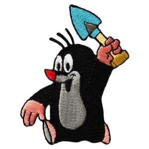 Applikation zum Aufbügeln Der kleine Maulwurf - Pauli mit Schaufel - schwarz