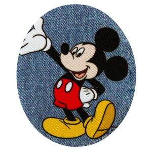 Applikation zum Aufbügeln in Jeansoptik 2 Stück Disney-Mickey Mouse - lustiger Mickey - blau