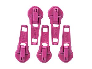 Slider/Zipper/Automatikschieber für Reißverschlüsse Größe 5 - Set 5 Stück - pink