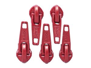 Slider/Zipper/Automatikschieber für Reißverschlüsse Größe 5 - Set 5 Stück - rot