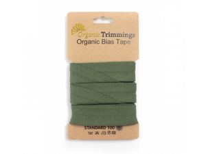 Jersey Organic Cotton Schrägband/Einfassband gefalzt 20 mm Breit x 3 Meter Coupon - uni army