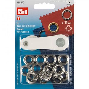Ösen mit Scheiben 15 Stück/11mm Prym - silber