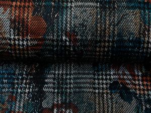 Jacquard Check Bouquet - Blumen auf Karomuster - braun