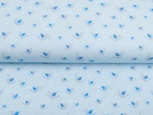 Jersey Digitaldruck - Vögel - babyblau