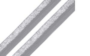 Falzgummi Gummiband weich mit Glitzer ca. 17 mm breit - grau/silberfarben