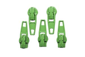 Slider / Zipper / Automatikschieber für Reißverschlüsse Größe 3 - Set 5 Stück grün