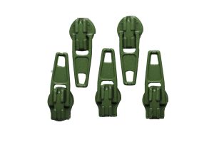 Slider / Zipper / Automatikschieber für Reißverschlüsse Größe 3 - Set 5 Stück olive
