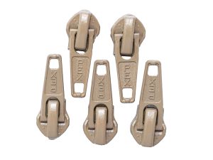 Slider/Zipper/Automatikschieber für Reißverschlüsse Größe 5 - Set 5 Stück - braun
