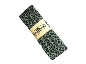 Jersey Schrägband Oaki doki gefalzt 20 mm x 3 m - Animalprint - altgrün