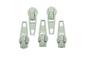 Slider / Zipper / Automatikschieber für Reißverschlüsse Größe 3 - Set 5 Stück helles grau
