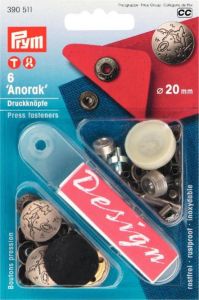 Prym 6 NF-Druckknopf Anorak Excursion MS 20 mm - mattsilberfarben