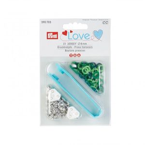 Jersey Druckknöpfe Prym Love 21 Stück/8mm gemischt - dunkles grün,mint,grün