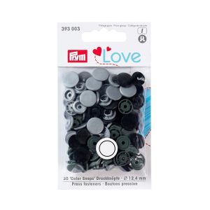 Color Snaps Druckknöpfe Prym Love 30 Stück/12,4mm gemischt - schwarz,olive,grau