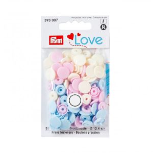 Color Snaps Druckknöpfe Prym Love 30 Stück/12,4mm gemischt - pastellblau,pastellrosa,altweiß