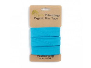 Jersey Organic Cotton Schrägband/Einfassband gefalzt 20 mm Breit x 3 Meter Coupon - uni türkis