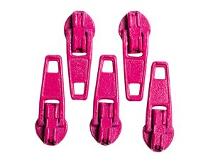 Slider / Zipper / Automatikschieber für Reißverschlüsse Größe 3 - Set 5 Stück fuchsia