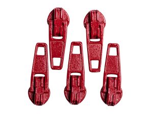Slider / Zipper / Automatikschieber für Reißverschlüsse Größe 3 - Set 5 Stück kaminrot