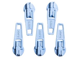Slider / Zipper / Automatikschieber für Reißverschlüsse Größe 3 - Set 5 Stück babyblau