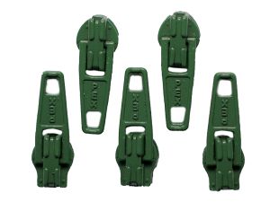 Slider / Zipper / Automatikschieber für Reißverschlüsse Größe 3 - Set 5 Stück dunkelgrün