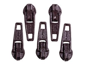 Slider / Zipper / Automatikschieber für Reißverschlüsse Größe 3 - Set 5 Stück dunkelbraun