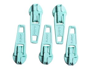 Slider / Zipper / Automatikschieber für Reißverschlüsse Größe 3 - Set 5 Stück cyan
