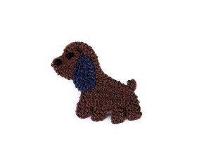 Häkelapplikation/Aufnäher 40 x 40 mm - Hund - braun
