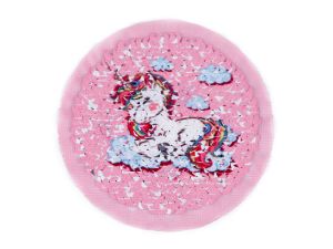 Applikation mit Wendepailletten Einhorn und Smiley  ca. 9 cm - helles rosa