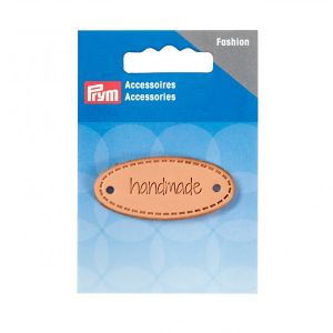 Echt-Leder Applikation oval - handmade - natur