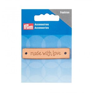 Echt-Leder Applikation rechteckig - made with love - natur