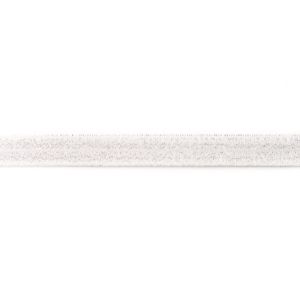 Elastisches Einfassband/Falzgummi mit Glitzer - weiß