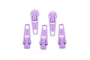 Slider / Zipper / Automatikschieber für Reißverschlüsse Größe 3 - Set 5 Stück helles lila