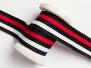 Ripsband/Galonband - Streifen - schwarz/weiß/rot