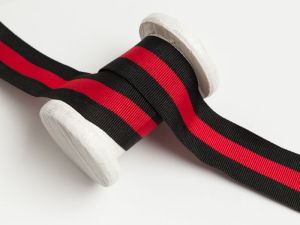 Ripsband - Hosenstreifen - schwarz/rot