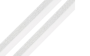 Falzgummi Gummiband weich mit Glitzer ca. 17 mm breit - weiß/silberfarben