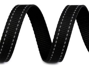 Gurtband reflektierende Steppung 20 mm - uni schwarz