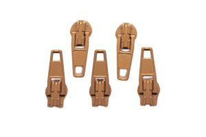 Slider / Zipper / Automatikschieber für Reißverschlüsse Größe 3 - Set 5 Stück braun