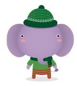 Transfer-Applikation Weihnachten zum Aufbügeln ca. 5,5 cm x 6,0 cm - Elefant als Wichtel
