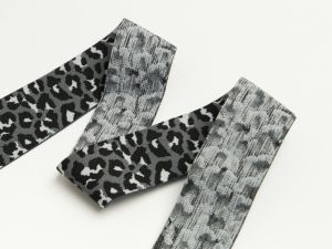 Gummiband Animalprint Leomuster ca. 40mm - grau