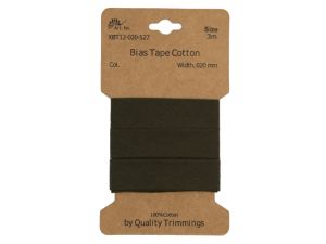Schrägband/Einfassband Baumwolle gefalzt 20 mm - 3 m Coupon - uni olive
