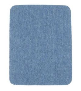 Nahaufnahme von Jeans Flicken zum Aufbügeln - 9,5cm x 12,5 cm - 2 Stück - blau
