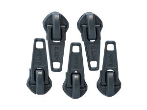 Slider/Zipper/Automatikschieber für Reißverschlüsse Größe 5 - Set 5 Stück - grau