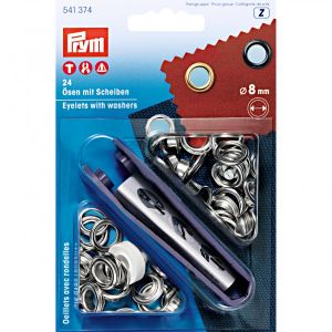 Ösen mit Scheiben 24 Stück/8mm Prym - silber