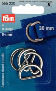 Prym 4 Halbrundringe / D-Ringe 30 mm - silberfarben