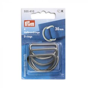 Prym 4 Halbrundringe / D-Ringe 30 mm - anthrazit